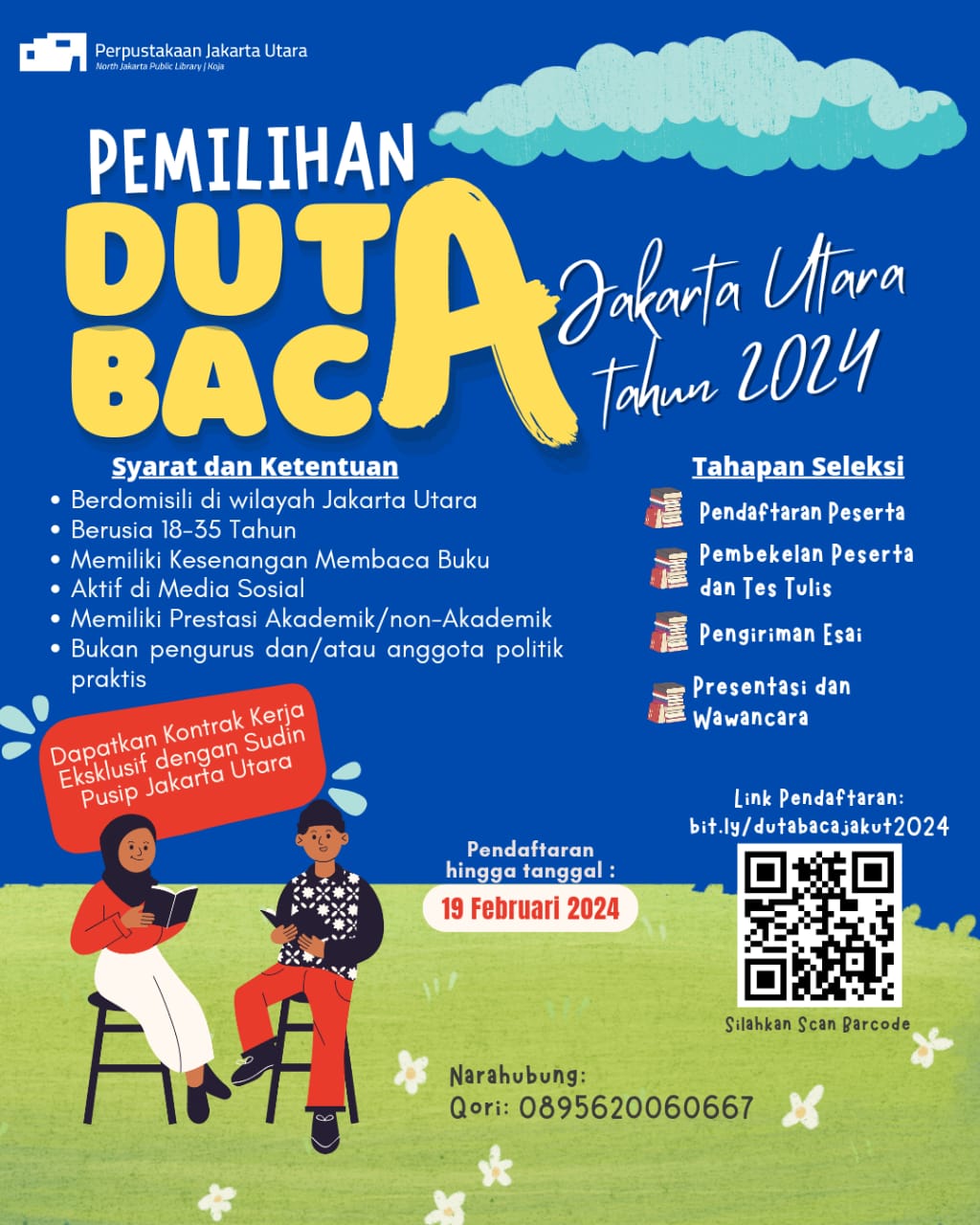 Pendaftaran Pemilihan Duta Baca Jakarta Utara Tahun 2024 Diperpanjang