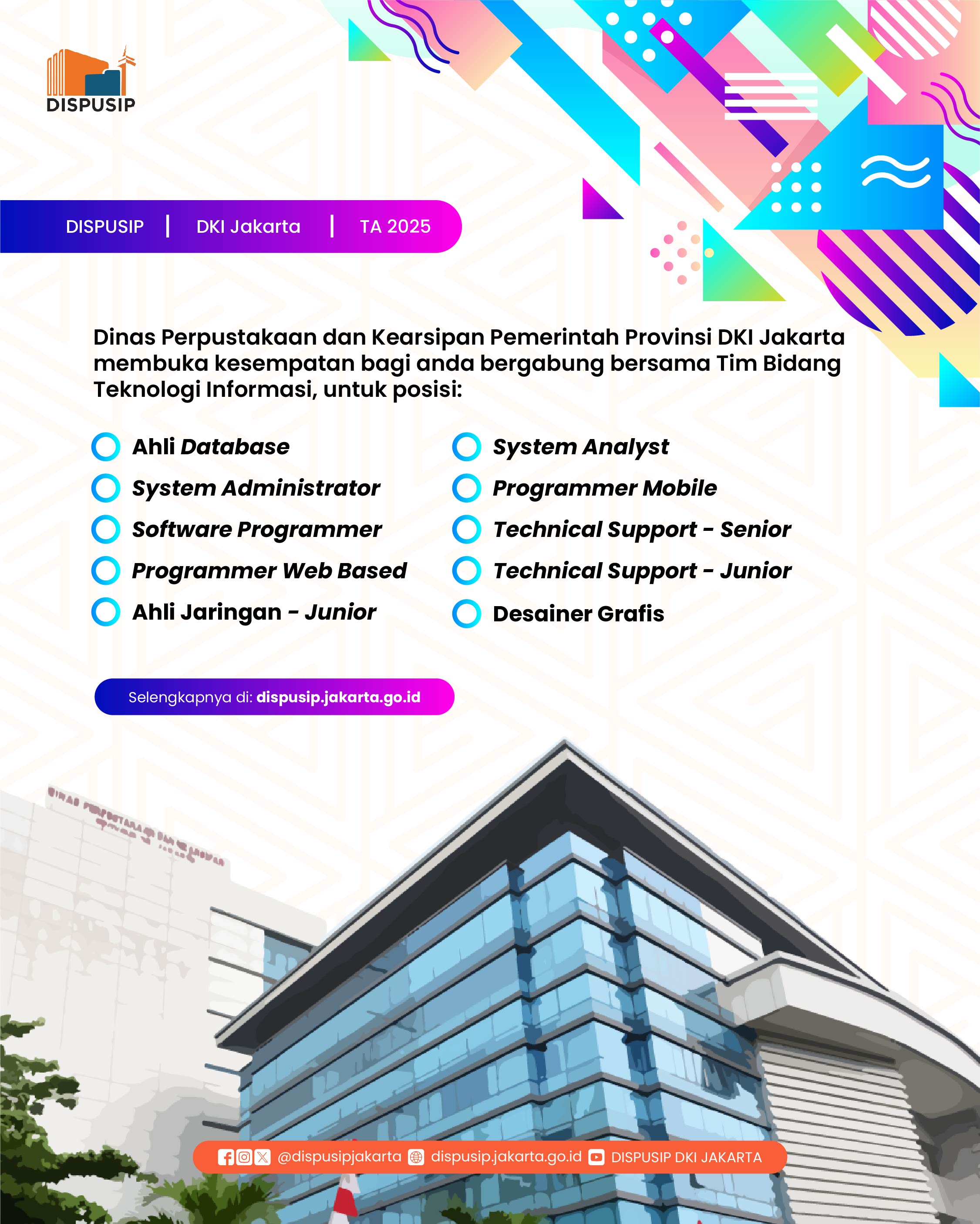 Rekrutmen Penyedia Jasa Perorangan Bidang Teknologi Informasi Dinas Perpustakaan Dan Kearsipan Tahun Anggaran 2025