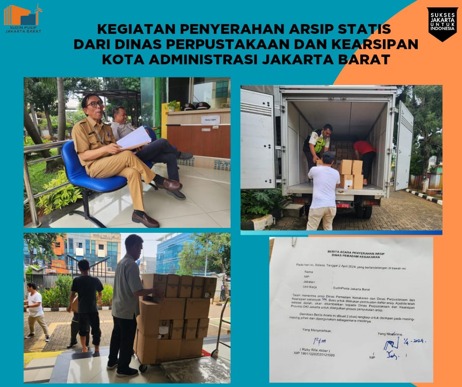 Penyerahan arsip milik Dinas Kebarakan yang dititipkan di Dinas Perpustakaan dan Kearsipan Provinsi DKI Jakarta ke Suku Dinas Perpustakaan dan Kearsipan jakarta Barat